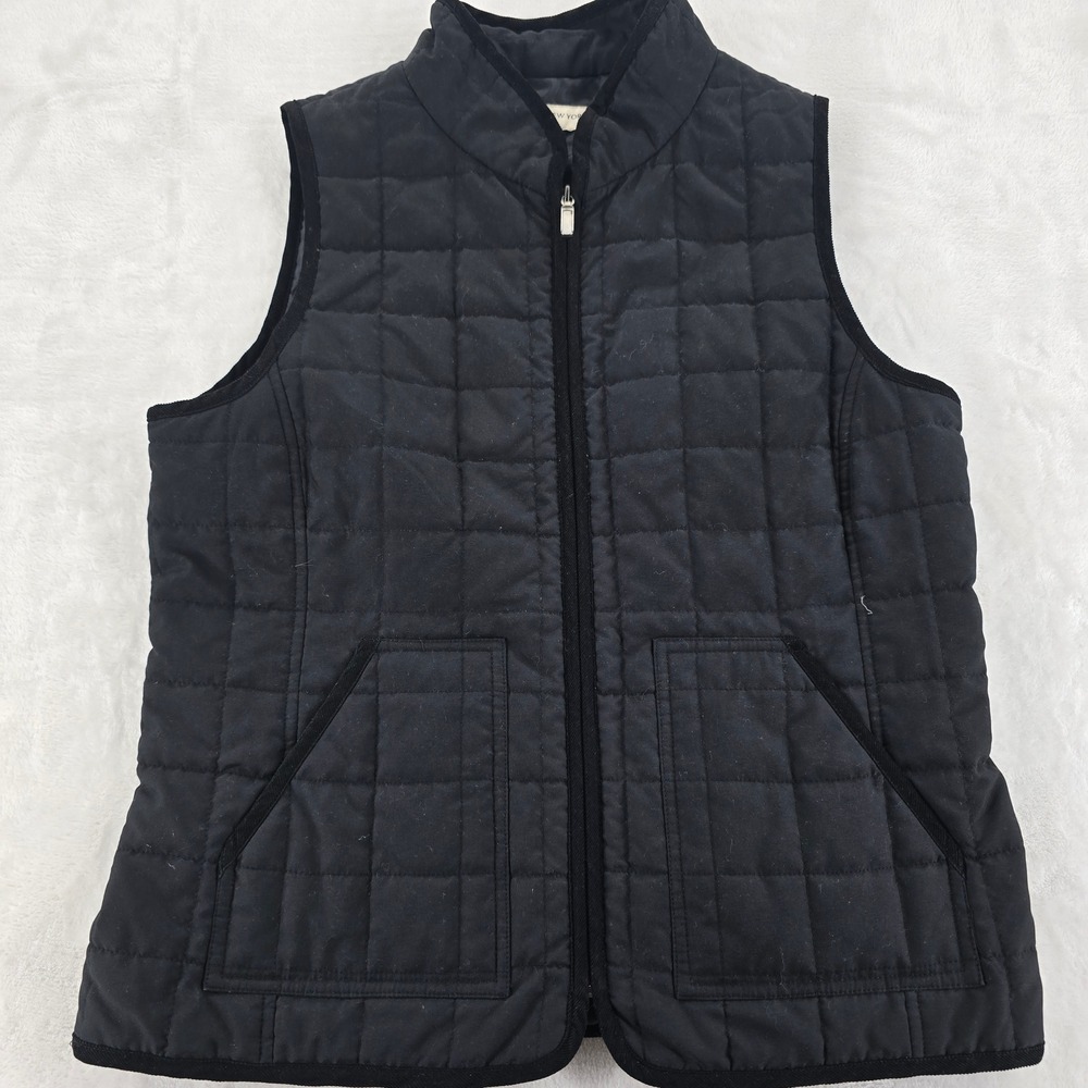Jones New York‎ Vest Womens Medium Vest Black Quilted Full Zip Mock Neck Pocket